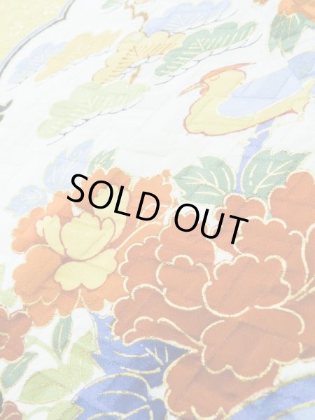 Photo14: L0728F Used Japanese women  Off White FURISODE long-sleeved / Silk. SAKURA cherry blossom,   (Grade B) (14)