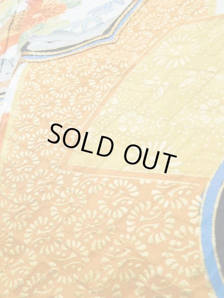 Photo15: L0728F Used Japanese women  Off White FURISODE long-sleeved / Silk. SAKURA cherry blossom,   (Grade B) (15)