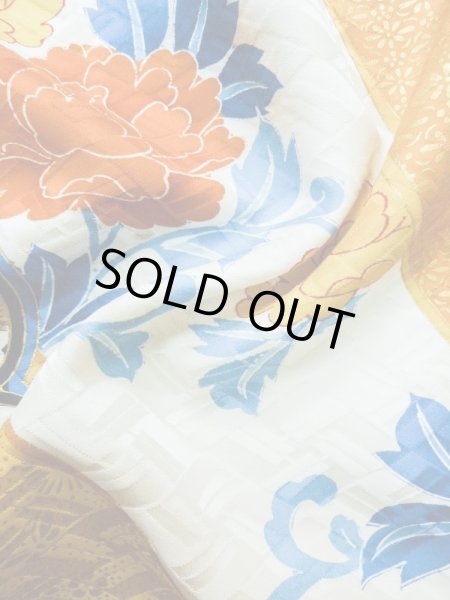 Photo20: L0728F Used Japanese women  Off White FURISODE long-sleeved / Silk. SAKURA cherry blossom,   (Grade B) (20)