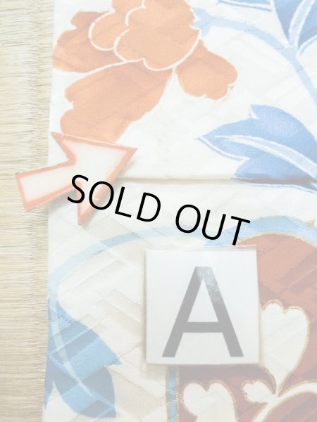 Photo22: L0728F Used Japanese women  Off White FURISODE long-sleeved / Silk. SAKURA cherry blossom,   (Grade B) (22)