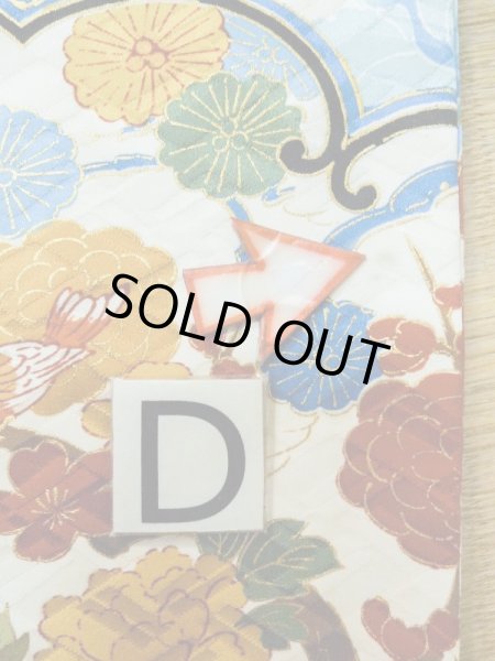 Photo25: L0728F Used Japanese women  Off White FURISODE long-sleeved / Silk. SAKURA cherry blossom,   (Grade B) (25)