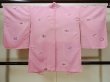 Photo2: Mint L0803B Used Japanese women  Pink HAORI short jacket / Synthetic. Flower,   (Grade A+) (2)