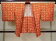 Photo1: Mint L0803F Used Japanese women  Orange HAORI short jacket / Silk. Flower,   (Grade A+) (1)