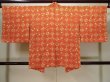 Photo2: Mint L0803F Used Japanese women  Orange HAORI short jacket / Silk. Flower,   (Grade A+) (2)
