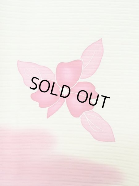 Photo7: L0803K Used Japanese women  Off White HAORI short jacket / Silk. Flower,   (Grade C) (7)