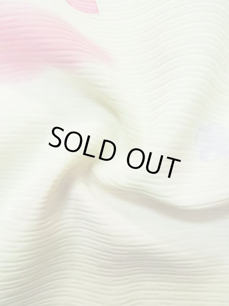 Photo12: L0803K Used Japanese women  Off White HAORI short jacket / Silk. Flower,   (Grade C) (12)