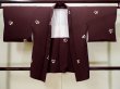 Photo1: L0803N Used Japanese women  Brown HAORI short jacket / Silk. Leaf,   (Grade B) (1)