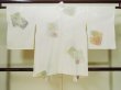 Photo2: L0803Q Used Japanese women  White HAORI short jacket / Silk. Flower,   (Grade C) (2)
