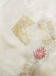 Photo6: L0803Q Used Japanese women  White HAORI short jacket / Silk. Flower,   (Grade C) (6)