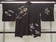Photo2: Mint L0803S Used Japanese women  Black HAORI short jacket / Silk. Flower,   (Grade A) (2)