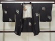 Photo1: L0803U Used Japanese women  Black HAORI short jacket / Silk. Flower,   (Grade B) (1)