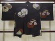 Photo2: L0803V Used Japanese women  Black HAORI short jacket / Silk. Chrysanthemum   (Grade B) (2)