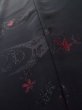 Photo10: L0803X Used Japanese women  Black HAORI short jacket / Silk. Flower,   (Grade B) (10)