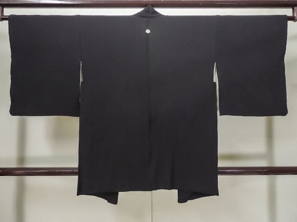 Photo2: L0804A Used Japanese women  Black HAORI short jacket / Synthetic.    (Grade C) (2)