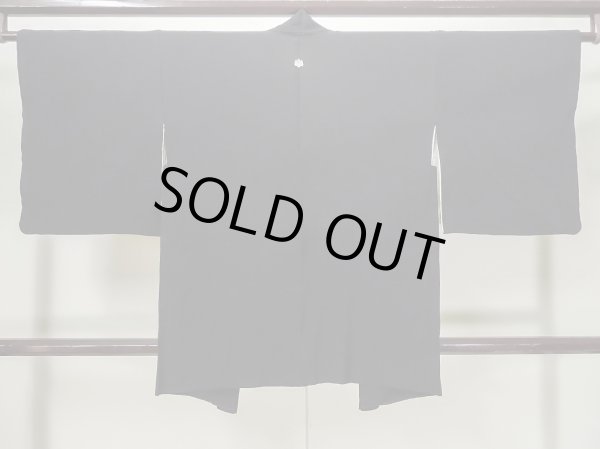 Photo3: L0804A Used Japanese women  Black HAORI short jacket / Synthetic.    (Grade C) (3)