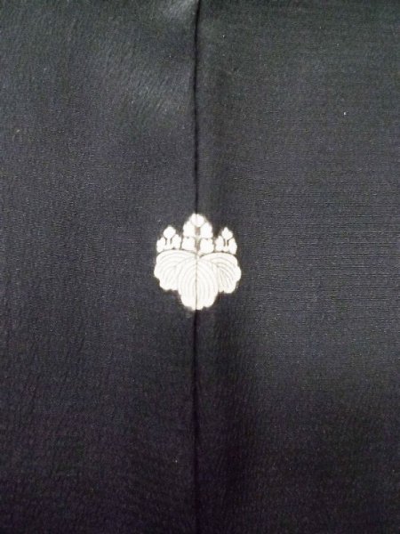 Photo3: L0804A Used Japanese women  Black HAORI short jacket / Synthetic.    (Grade C) (3)