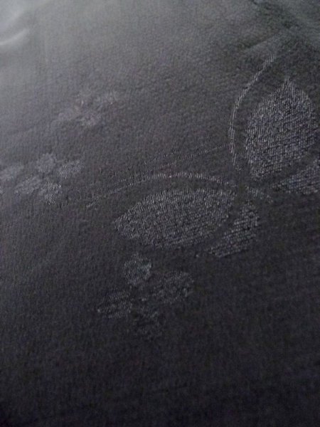 Photo9: L0804A Used Japanese women  Black HAORI short jacket / Synthetic.    (Grade C) (9)