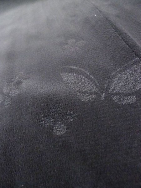 Photo11: L0804A Used Japanese women  Black HAORI short jacket / Synthetic.    (Grade C) (11)