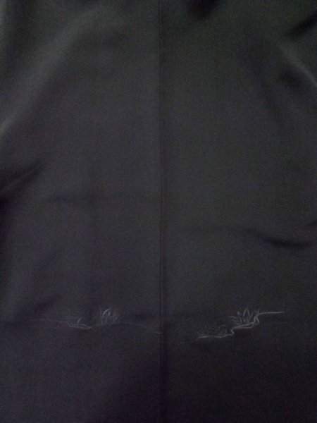 Photo3: L0804C Used Japanese women  Black HAORI short jacket / Synthetic. Tall grass,   (Grade B) (3)