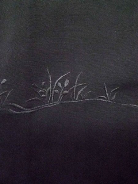 Photo5: L0804C Used Japanese women  Black HAORI short jacket / Synthetic. Tall grass,   (Grade B) (5)