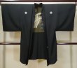 Photo1: L0824A Used Japanese men  Black Men's Haori / Silk.    (Grade D) (1)