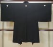 Photo2: L0824A Used Japanese men  Black Men's Haori / Silk.    (Grade D) (2)