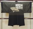 Photo3: L0824B Used Japanese men  Black Men's Haori / Silk.    (Grade D) (3)