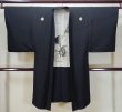 Photo1: L0824C Used Japanese men  Black Men's Haori / Silk.    (Grade C) (1)