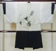 Photo3: L0824C Used Japanese men  Black Men's Haori / Silk.    (Grade C) (3)