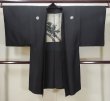 Photo1: L0824G Used Japanese men  Black Men's Haori / Silk.    (Grade C) (1)