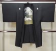 Photo1: L0824H Used Japanese men  Black Men's Haori / Silk.    (Grade C) (1)