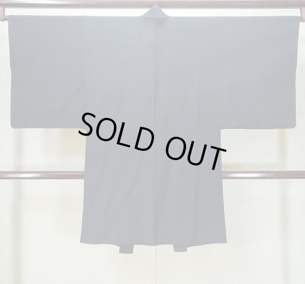 Photo2: L0824K Used Japanese men  Black Men's Haori / Silk.    (Grade B) (2)