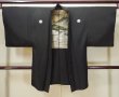 Photo1: L0824M Used Japanese men  Black Men's Haori / Silk.    (Grade B) (1)