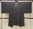 Photo2: L0824N Used Japanese men Dark Brown Men's Haori / Silk. Stripes   (Grade D) (2)