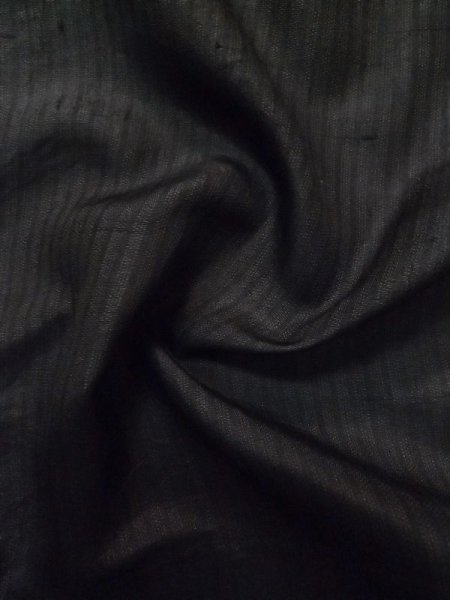 Photo10: L0824N Used Japanese men Dark Brown Men's Haori / Silk. Stripes   (Grade D) (10)