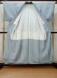 Photo2: L0826G Used Japanese women Pale Light Blue IROMUJI plain colored / Silk.    (Grade B) (2)