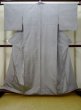 Photo1: L0826H Used Japanese women Shiny Gray IROMUJI plain colored / Silk.    (Grade C) (1)