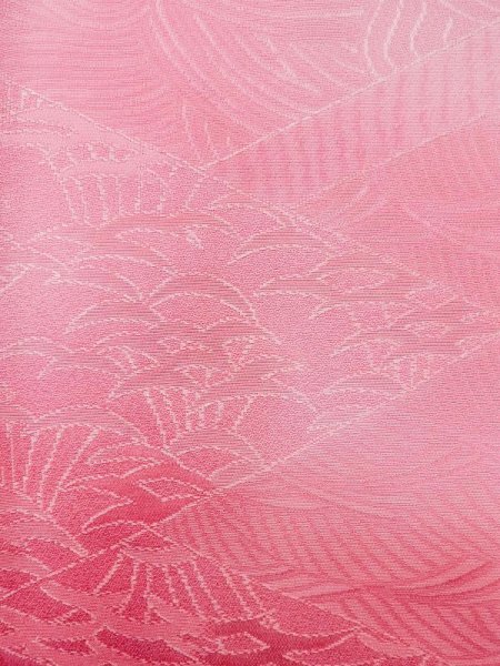 Photo6: L0826O Used Japanese women Light Pink IROMUJI plain colored / Silk. Gradation   (Grade B) (6)