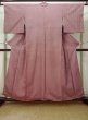 Photo1: L0826V Used Japanese womenPale Light Dark Red ORI woven / Silk.    (Grade C) (1)