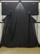 Photo1: L0827B Used Japanese women  Black MONTSUKI crests / Silk.    (Grade C) (1)