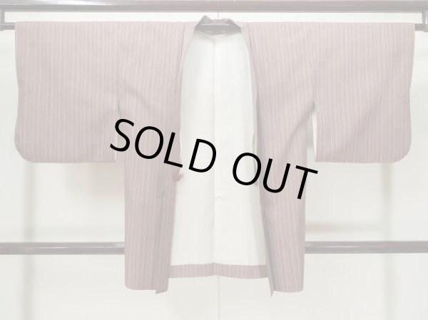 Photo1: L0907E Used Japanese women  Multi Color HAORI short jacket / Silk. Stripes   (Grade C) (1)
