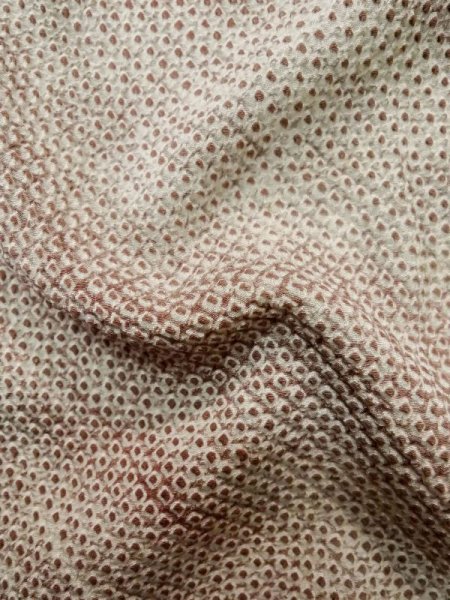 Photo11: L0907O Used Japanese women Pale Brown HAORI short jacket / Silk. Dapple pattern   (Grade B) (11)