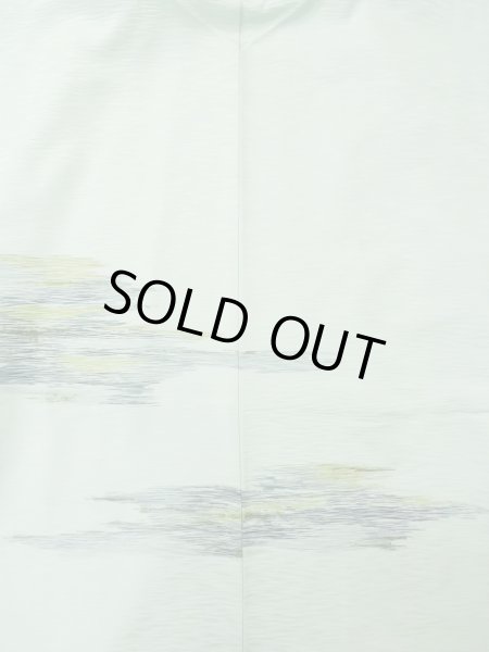 Photo3: L0907Q Used Japanese women Pale Light Blue HAORI short jacket / Silk. Abstract pattern   (Grade C) (3)