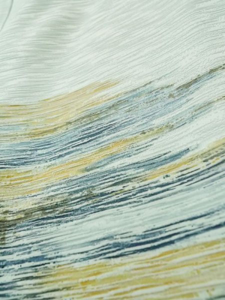 Photo9: L0907Q Used Japanese women Pale Light Blue HAORI short jacket / Silk. Abstract pattern   (Grade C) (9)