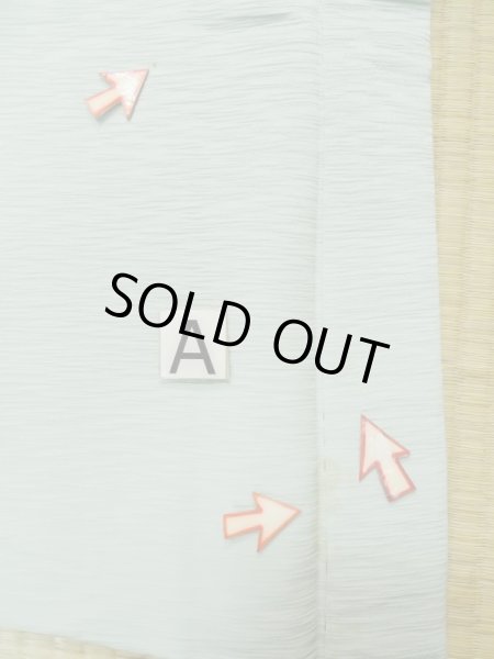 Photo13: L0907Q Used Japanese women Pale Light Blue HAORI short jacket / Silk. Abstract pattern   (Grade C) (13)