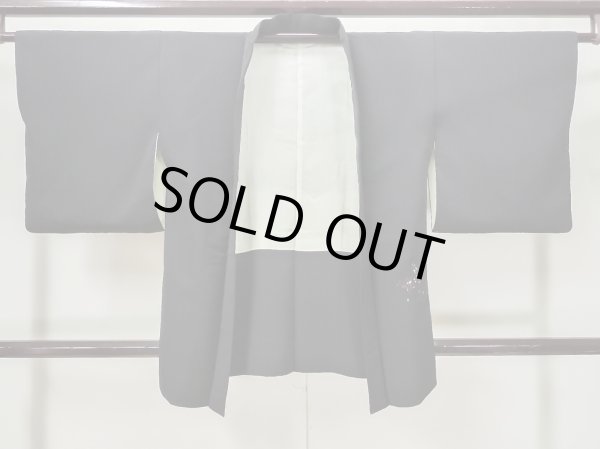 Photo1: Mint L0907S Used Japanese women  Black HAORI short jacket / Silk. Tree,   (Grade A) (1)