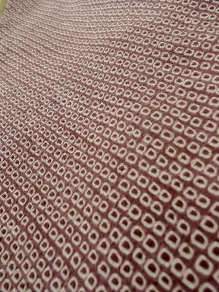 Photo7: L0907T Used Japanese women Pale Brown HAORI short jacket / Silk. Dapple pattern   (Grade C) (7)