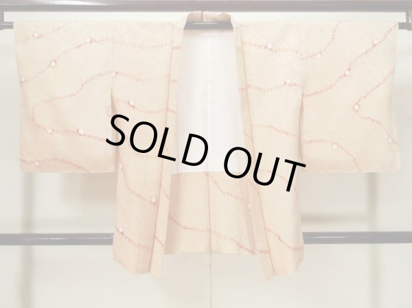 Photo2: Mint L0907V Used Japanese women Pale Red HAORI short jacket / Silk. Dapple pattern,   (Grade A) (2)
