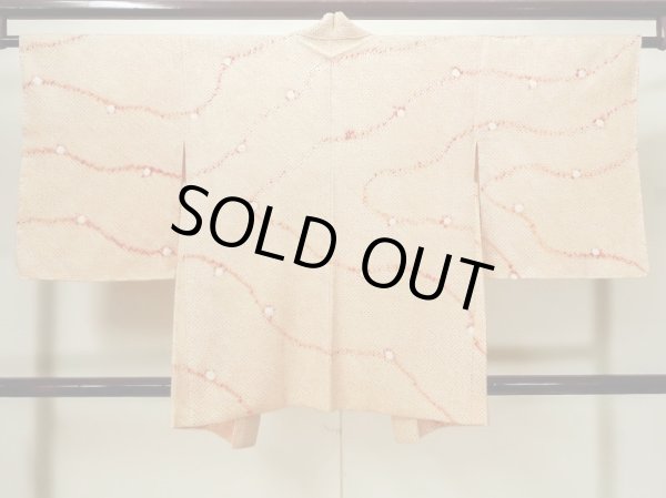 Photo3: Mint L0907V Used Japanese women Pale Red HAORI short jacket / Silk. Dapple pattern,   (Grade A) (3)