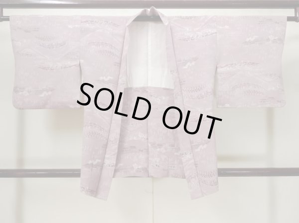 Photo1: L0907W Used Japanese women Pale Wisteria HAORI short jacket / Silk. House,   (Grade C) (1)